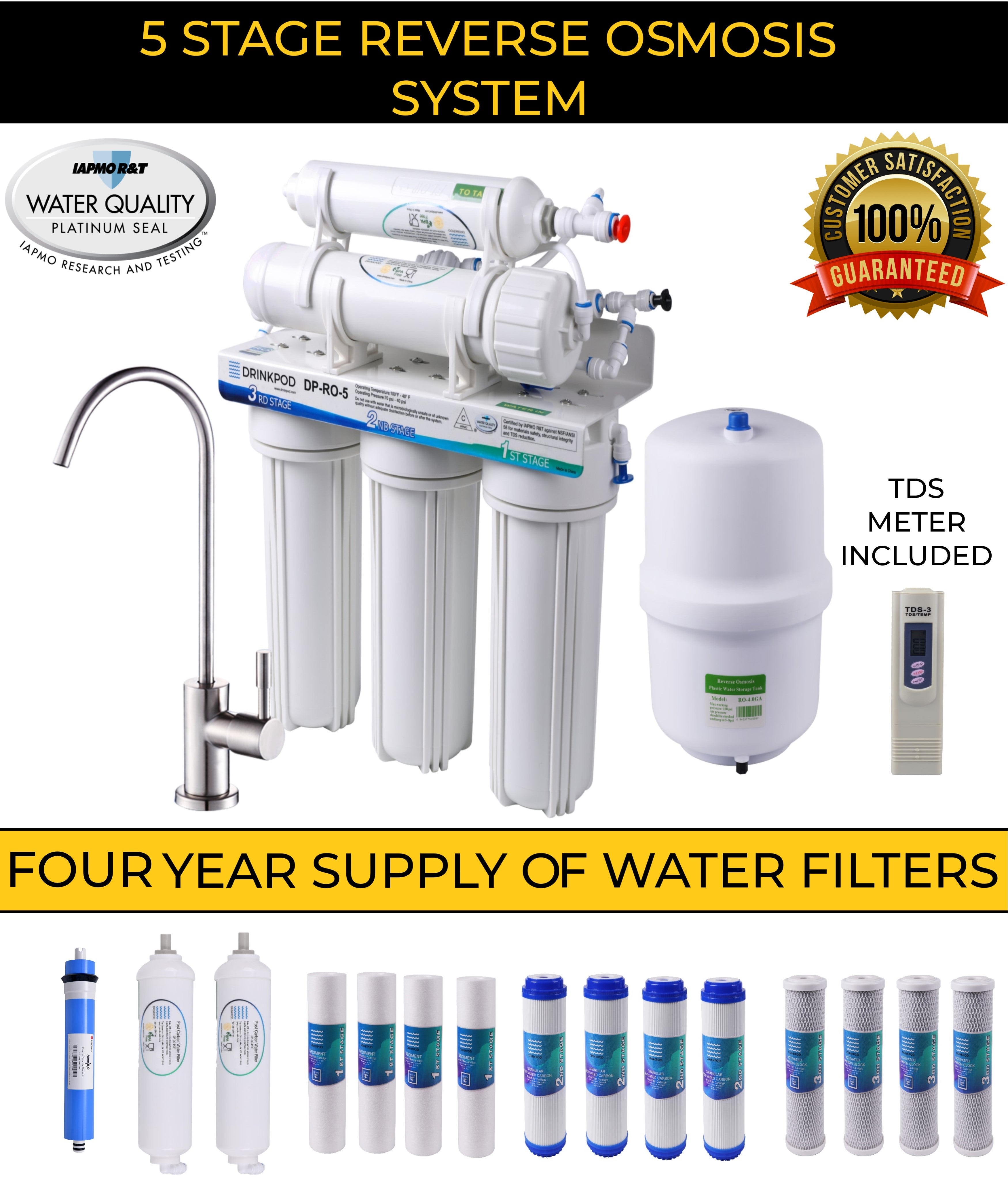 Reverse Osmosis 5 Stage Under Sink with Brushed Nickel Faucet-5