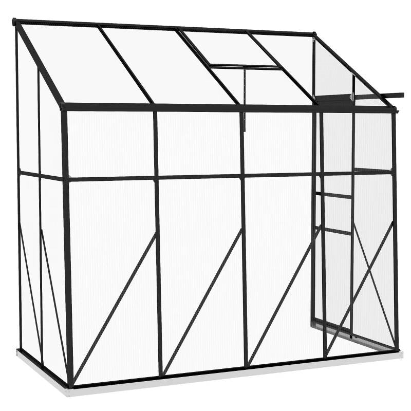 8.3 ft x 4.1 ft Outdoor Polycarbonate Lean-to Greenhouse with Black Metal Frame-2