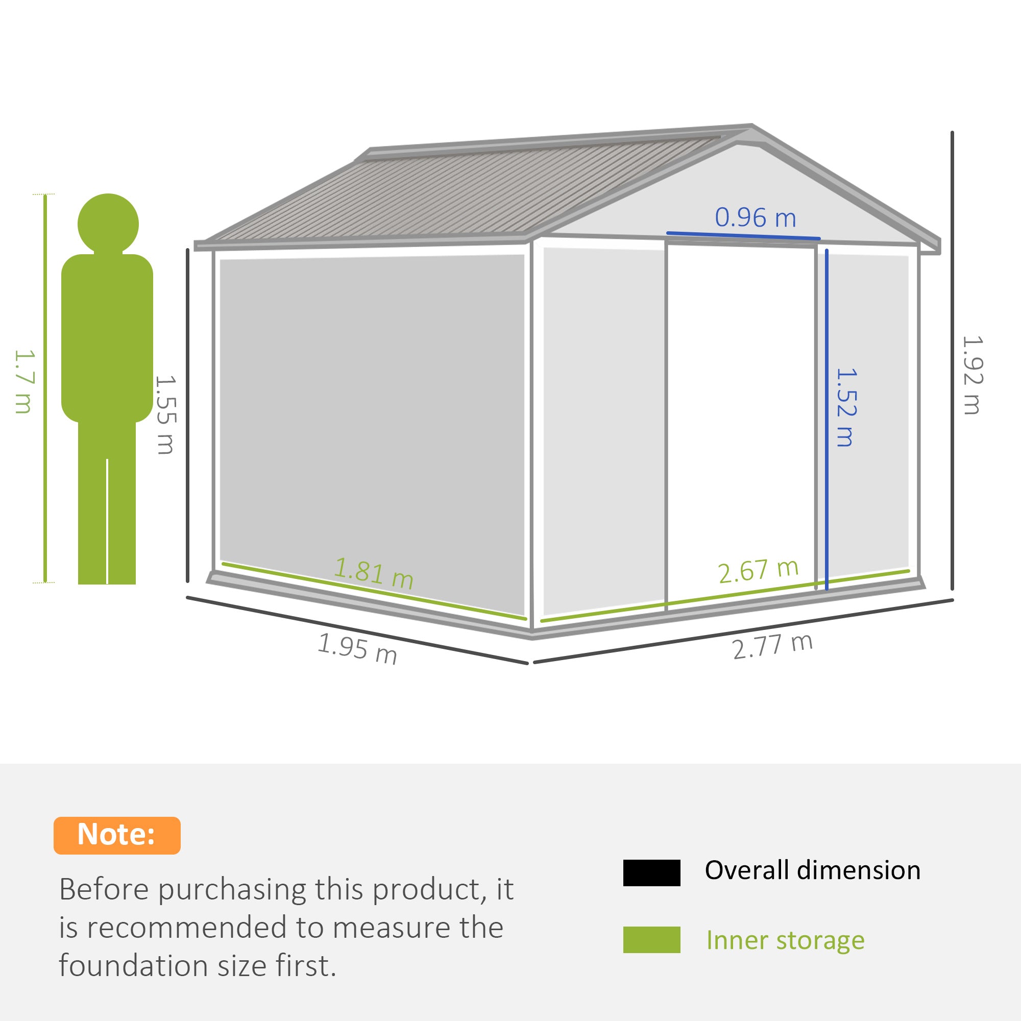 9 x 6FT Garden Metal Storage Shed Outdoor Storage Shed with Foundation Ventilation & Doors, Brown-2