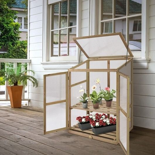 30 x 22 x 43 Inch Garden Portable Wooden Greenhouse-4