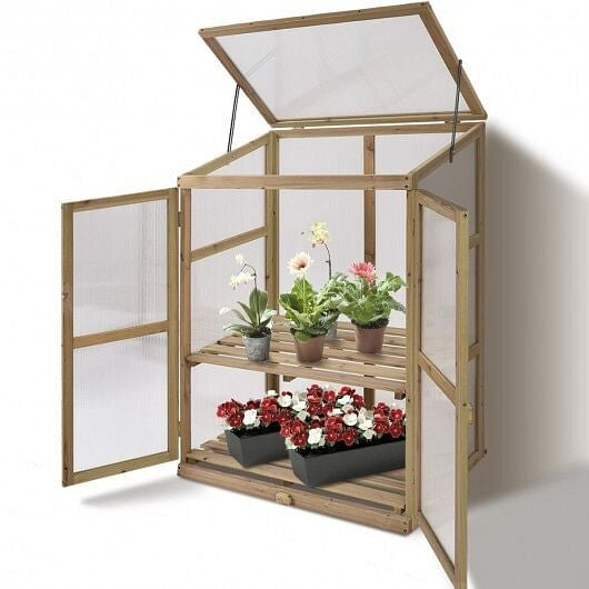 30 x 22 x 43 Inch Garden Portable Wooden Greenhouse-5
