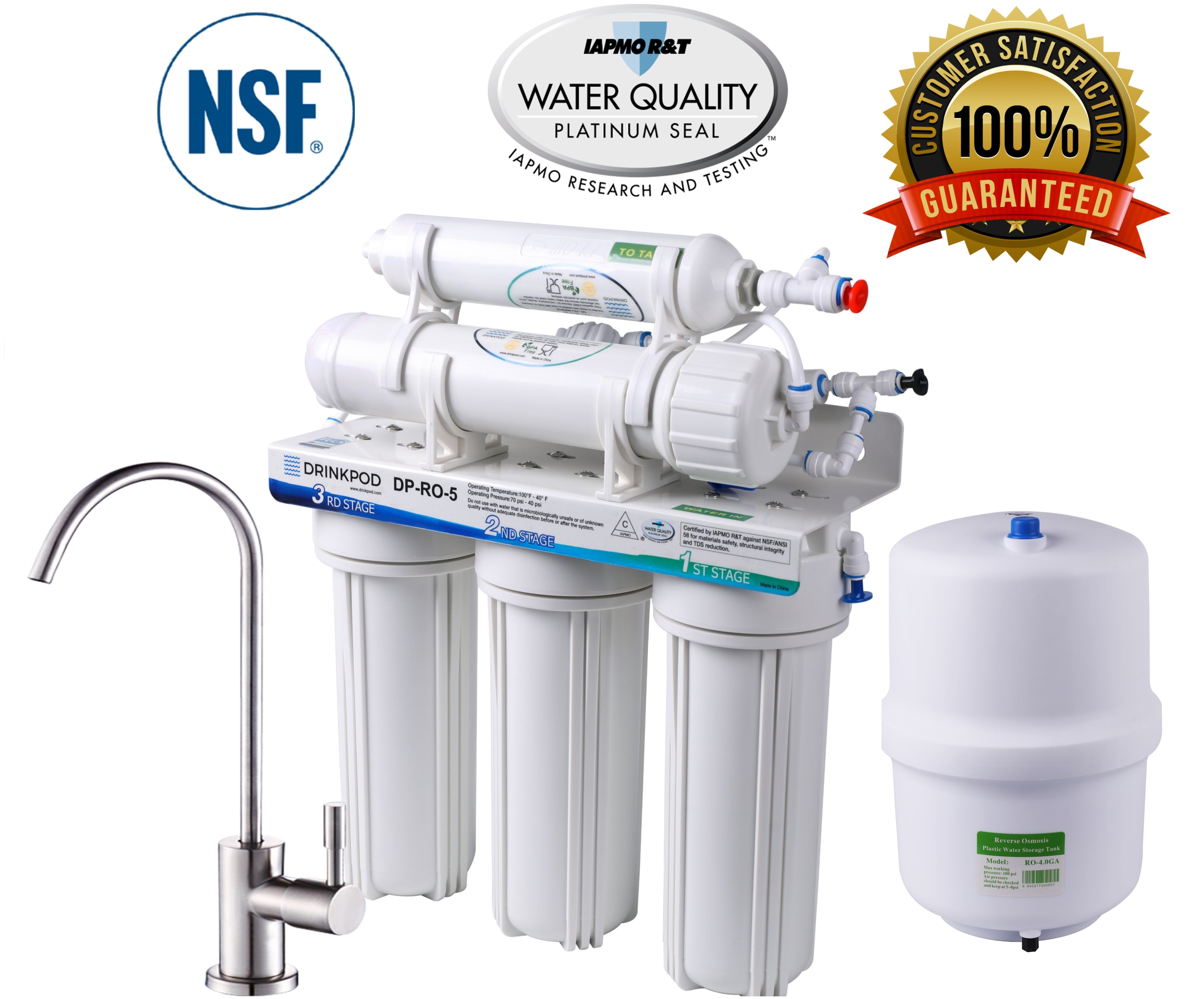 Reverse Osmosis 5 Stage Under Sink with Brushed Nickel Faucet-3