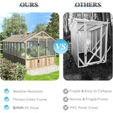 8' x 16' Large Heavy-Duty Cedar Wood Greenhouse With 6MM Polycarbonate Panels And Vent Roof
