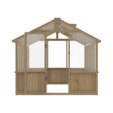 8' x 16' Large Heavy-Duty Cedar Wood Greenhouse With 6MM Polycarbonate Panels And Vent Roof