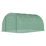 Outsunny 13' L x 10' W x 6.5' H Walk-in Hoop Greenhouse with PE Cover, Zippered Doors, 10 Mesh Windows, Green