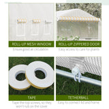 Outsunny 20' L x 10' W x 7' H Walk-in Hoop Greenhouse with PE Cover, Zippered Door, 8 Mesh Windows, White