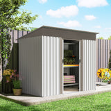 Outsunny 7' x 4' Metal Storage Shed with Dual Locking Doors, 2 Air Vents and Steel Frame, Silver