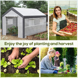 Outsunny 12' L x 7' W x 7' H Walk-in Greenhouse with PE Cover, 2 Zippered Roll-Up Doors, 4 Closeable Windows