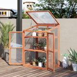 Outsunny Wooden Frame Greenhouse Cabinet, 30" L x 24" W x 44" H, Natural