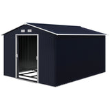 Outsunny 11' x 9' Metal Storage Shed with Double Sliding Doors, Dark Gray