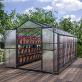 8 x 12 ft Walk-In Greenhouse, Polycarbonate Panels, Aluminum Frame