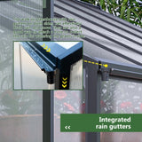 8 x 12 ft Walk-In Greenhouse, Polycarbonate Panels, Aluminum Frame