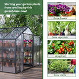 8 x 12 ft Walk-In Greenhouse, Polycarbonate Panels, Aluminum Frame
