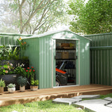 Outsunny 7' x 4' Metal Storage Shed with 2 Sliding Doors, 4 Air Vents, Light Green