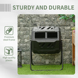 Outsunny Tumbling Compost Bin, Dual Chamber Rotating Composter, 43 Gallon, Black