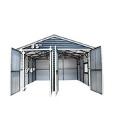 TMG Industrial 20' x 20' Metal Garage Shed, 9' High Double Front Doors, 13' Peak, 400 Sq-Ft