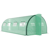 Outsunny 20' L x 10' W x 6.6' H Walk-in Tunnel Greenhouse with PE Cover, 2 Hinged Doors, 8 Mesh Windows, Green