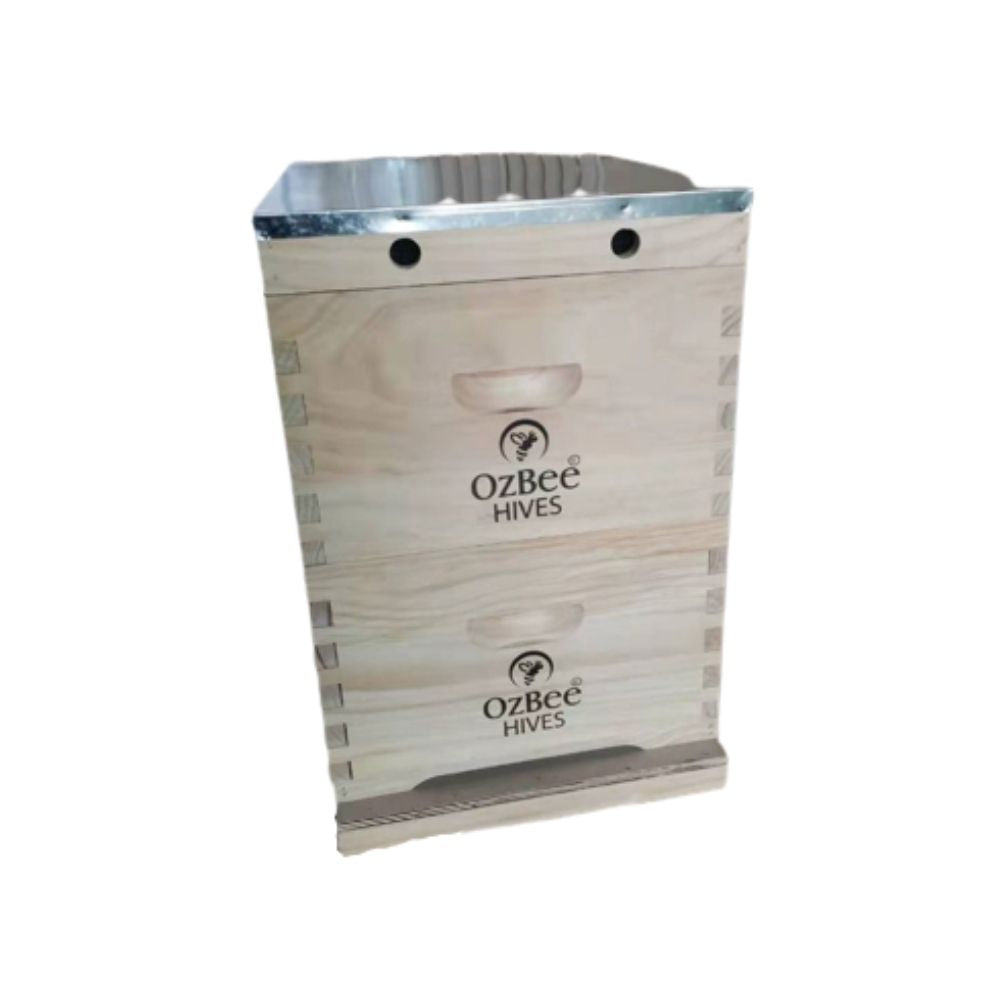 10 Frames Premium Double Beehive Kit NZ Pine Timber-Flat Pack Boxes, OZBEE Premium Beehive-0
