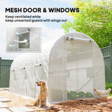 Outsunny 14.6' L x 6.5' W x 6.6' H  Walk-in Hoop Greenhouse with PE Cover, Zippered Mesh Door, 2 Support Rods, White