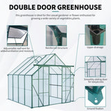 8 x 8 ft Walk-In Greenhouse, Polycarbonate Panels, Aluminum Frame