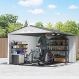 Outsunny 11' x 9' Metal Storage Shed with Double Sliding Doors, Silver