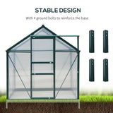 Outsunny 8' x 6' Polycarbonate Greenhouse with Aluminum Frame, Adjustable Roof Vent, Rain Gutters, and Sliding Door, Dark Green