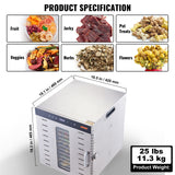 VEVOR Food Dehydrator, 10 Stainless Steel Trays, 1000W