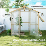Outsunny 6.5 x 4 ft Wood-Frame Greenhouse with Thickened Polycarbonate Panels, Roof Vent, and Lockable Door