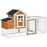 PawHut 76" Wooden Chicken Coop With Henhouse, Nesting Box, Run, 2-5 Chickens