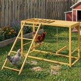 PawHut Wooden Chicken Activity Play Structure With Swing Set, Chicken Coop Toy, Natural