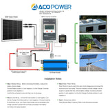 ACOPOWER 50W 12V Solar Charger Kit, 10A Charge Controller with Alligator Clips