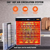 VEVOR Food Dehydrator, 10 Stainless Steel Trays, 1000W