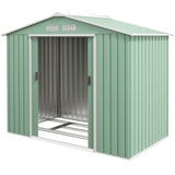 Outsunny 7' x 4' Metal Storage Shed with 2 Sliding Doors, 4 Air Vents, Light Green