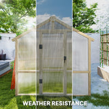 Outsunny 6.6 x 8 ft. Wood-Frame Greenhouse with Thickened Polycarbonate Panels, Roof Vent, and Lockable Door