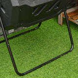 Outsunny Tumbling Compost Bin, Dual Chamber Rotating Composter, 43 Gallon, Black