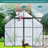 8 x 10 ft Walk-In Greenhouse, Polycarbonate Panels, Aluminum Frame