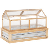 Outsunny 48" x 24" x 32.25" Raised Garden Bed, Wooden Cold Frame Greenhouse Cover, Natural