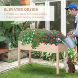 Outsunny 48" x 22" x 30" Wooden Elevated Planter Bed with Filter Fabric and Drainage Holes, Natural