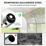 Outsunny 20' L x 10' W x 7' H Walk-in Tunnel Greenhouse with PE Cover, Zippered Door, 8 Mesh Windows, White