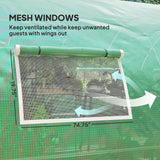 Outsunny 20' L x 10' W x 6.6' H Walk-in Tunnel Greenhouse with PE Cover, 2 Hinged Doors, 8 Mesh Windows, Green