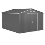Outsunny 11' x 9' Metal Storage Shed with Double Sliding Doors, Gray