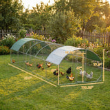 PawHut Large Metal Chicken Coop with Waterproof and Anti-UV Cover, 9.2' x 31.2' x 6.5'