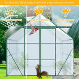 8 x 8 ft Walk-In Greenhouse, Polycarbonate Panels, Aluminum Frame