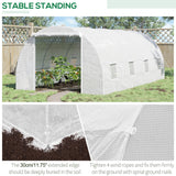 Outsunny 20' L x 10' W x 7' H Walk-in Hoop Greenhouse with PE Cover, Zippered Door, 8 Mesh Windows, White