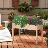 Outsunny 48" x 22" x 30" Wooden Elevated Planter Bed with Filter Fabric and Drainage Holes, Natural