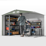 Outsunny 9' x 6' Metal Storage Shed with 2 Sliding Doors, 4 Air Vents, Green