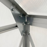 Outsunny 6' x 6' Polycarbonate Greenhouse with Aluminum Frame, Adjustable Roof Vent, Rain Gutters, and Sliding Door, Silver