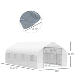 19.5 Ft x 9.8 Ft Outdoor Greenhouse w/ White PE Cover and Heavy Duty Steel Frame-4