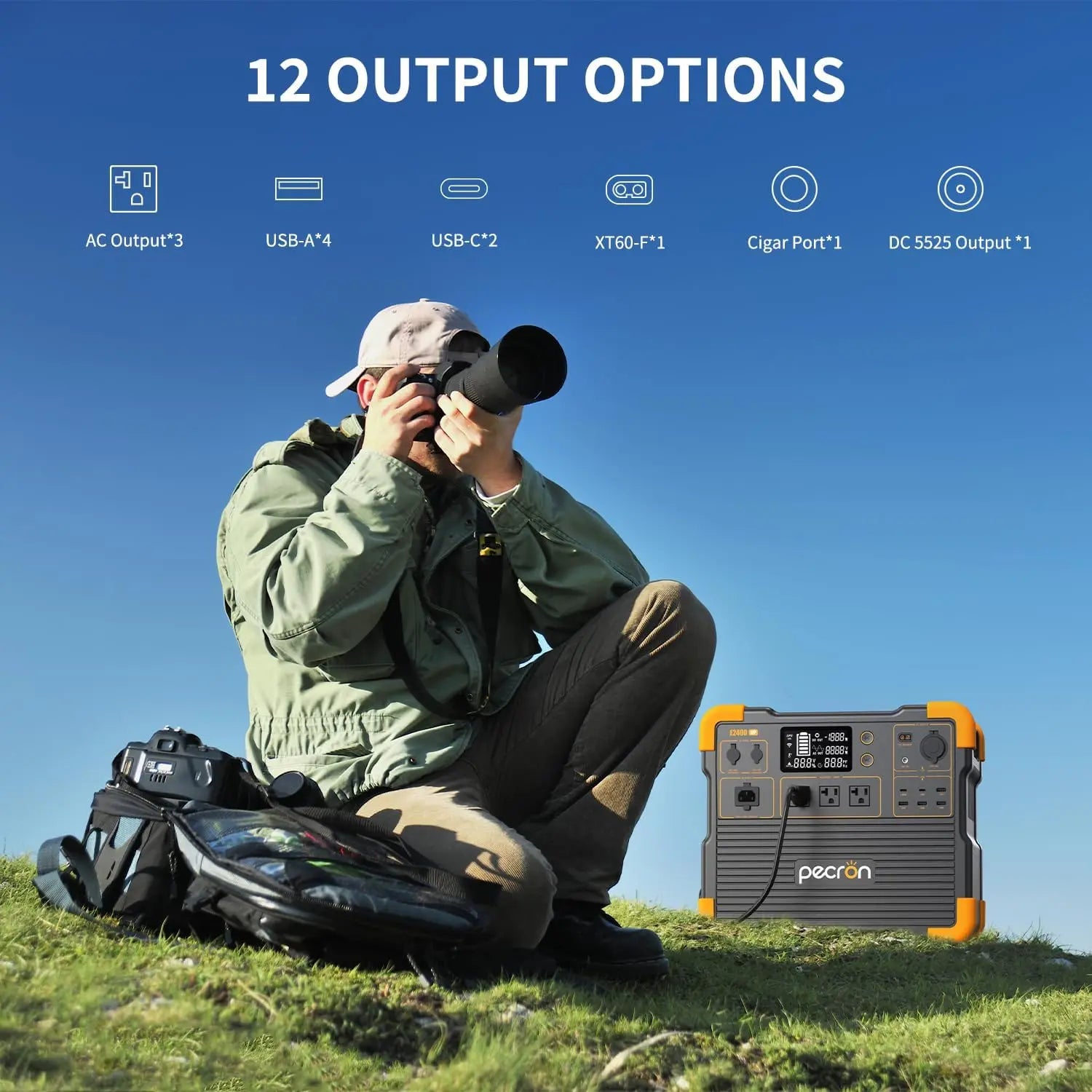 2400W Portable Power Station – Pecron E2400LFP, 2048Wh LiFePO4, Fast Solar Charging-3