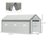 Outsunny 20' L x 10' W x 9' H Large Walk-in Greenhouse with PE Cover, 2 Zippered Roll Up Doors, 8 Closeable Windows